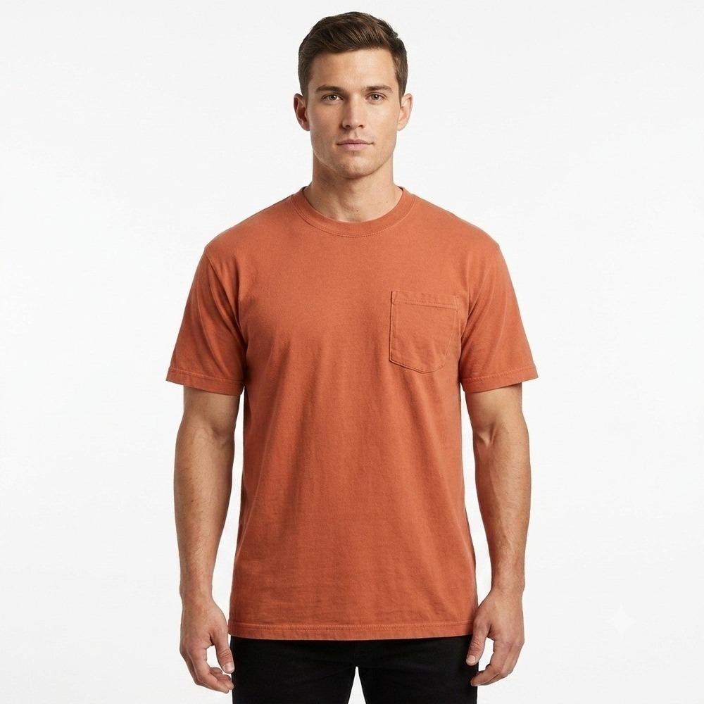 Cabelas Shirt Mens Large Tall Burnt Orange Cotton Short Sleeve Pocket T-Shirt